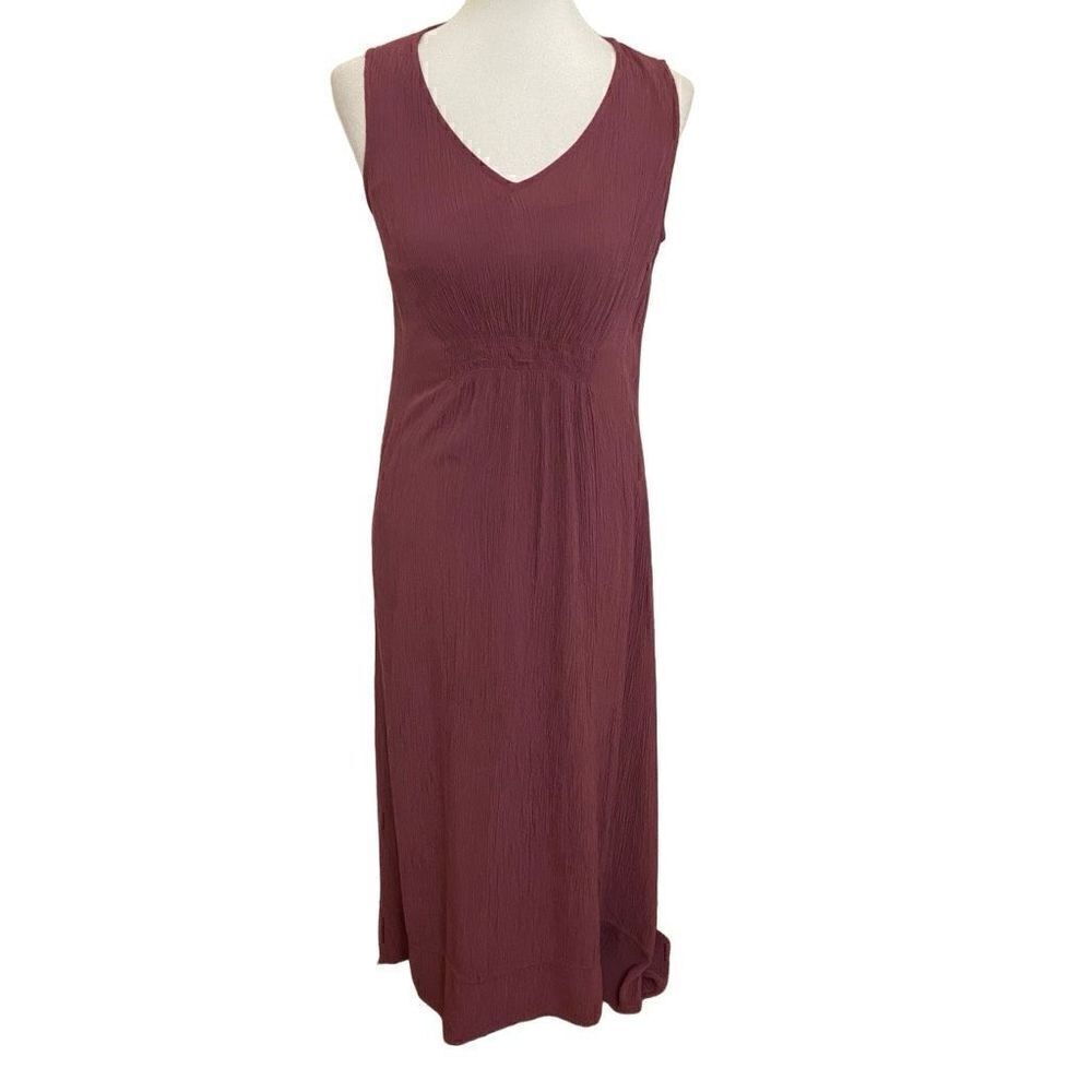 Soft Surroundings Mauve Katriene Sleeveless Crinkle Maxi Dress Small